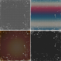 set of grunge backgrounds with circles, illustration