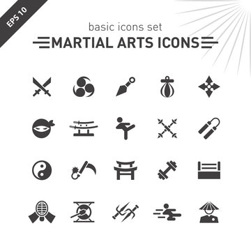 Martial arts icons set.