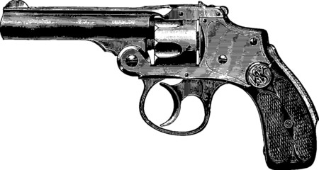 Vintage graphic revolver gun