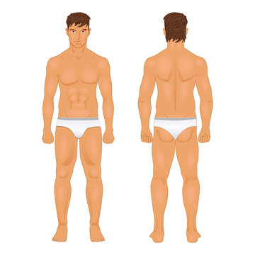 Figure of the standing man in front and behind vector