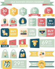 baby sale banner design flat background set, eps10