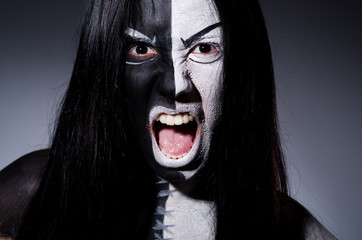 Satan halloween concept with scary woman