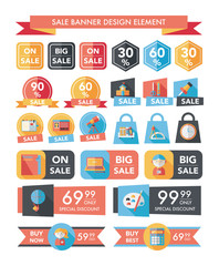 School sale banner design flat background set, eps10