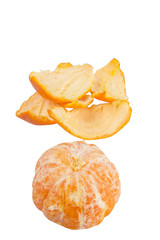 Naklejka na ściany i meble A group of Mandarin orange fruit over white background