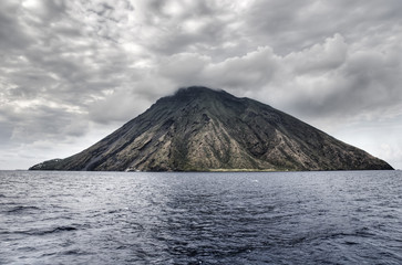 The volcano, Stromboli, in the aeolian islands, Sicily, Italy.