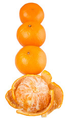 A group of Mandarin orange fruit over white background