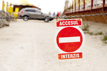 Romanian forbidden acces sign
