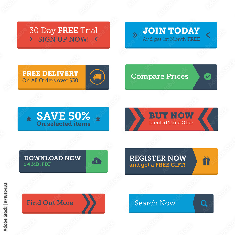 Wall mural flat call-to-action buttons