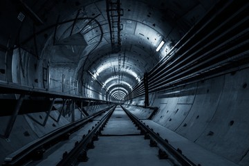 Underground tunnel for the subway - obrazy, fototapety, plakaty