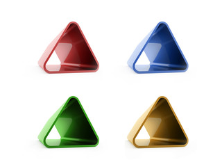 Colored four triangles isolated on white