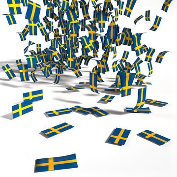Viele Zettel und Flaggen aus Schweden