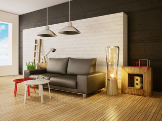 3d illustration interior