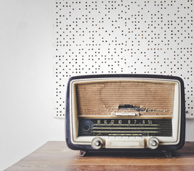Retro Radio on wooden table