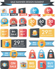 coffee sale banner design flat background set, eps10