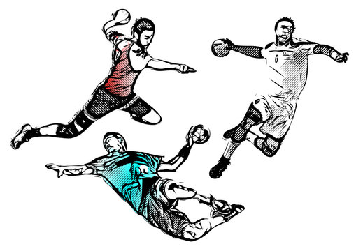 handball players vector illustration