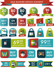 School sale banner design flat background set, eps10