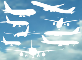 nine white airplanes collection