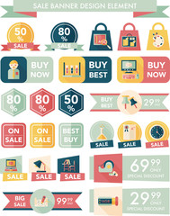 School sale banner design flat background set, eps10