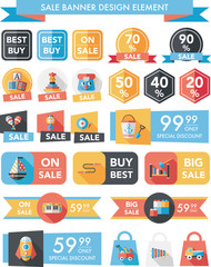 Toy sale banner design flat background set, eps10