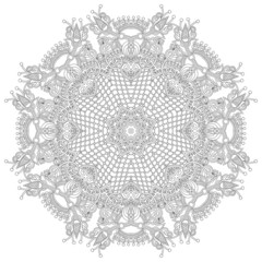 Circle lace ornament, round ornamental geometric doily pattern