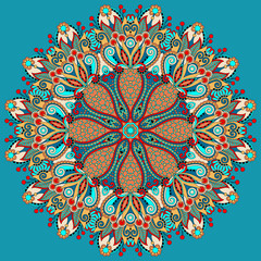 Circle lace ornament, round ornamental geometric doily pattern