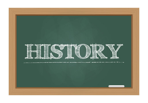History text drawn on chalkboard