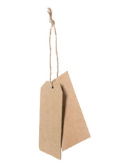 Brown blank price tag isolated on white background