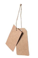 Brown blank price tag isolated on white background