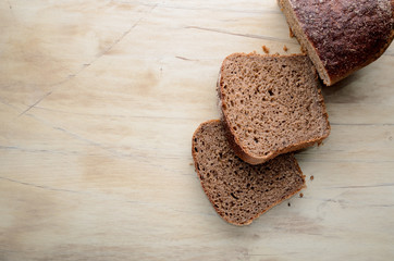 Bread on a wooden table