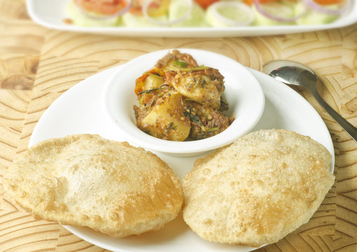 Yummy puri with potato dum curry