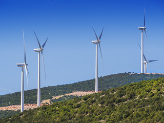 Wind turbines on mountain top