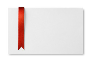 Red bookmark on empty paper card