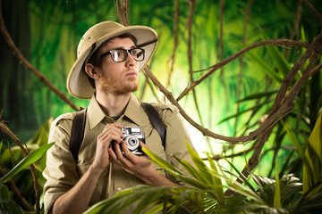 Young photographer in the jungle