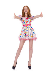 Fototapeta premium Woman giving thumbs up isolated on white