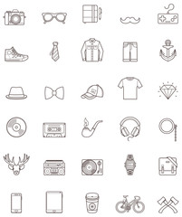 Hipster contour icon set