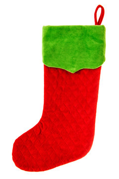 christmas stocking. red sock for Santa's gifts. winter holidays