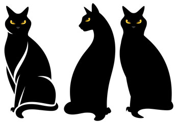 halloween black cats set