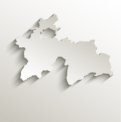 Tajikistan map card paper 3D natural vector