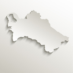 Turkmenistan map card paper 3D natural vector