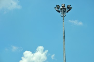 Street light post with blue sky