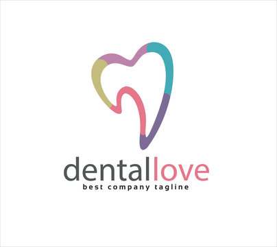 Abstract vector tooth logo icon similar human heart concept.