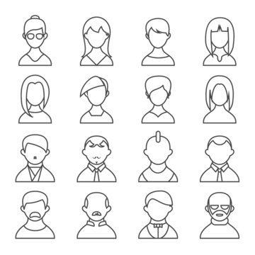 Set of people outline icons