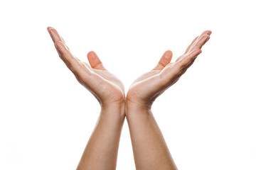 opened hands, isolated on white background