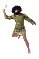 Savage man isolated on white