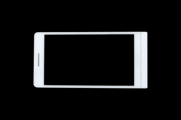 Smart phone white on black background.