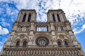 Fototapeta na wymiar Cathedral Notre Dame in Paris on blue sky background