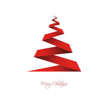 Christmas Tree Background Red Origami