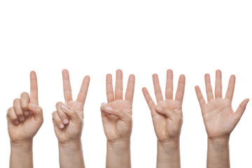 Counting Hands isolated over white background