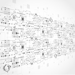 Abstract technological background with various technological ele
