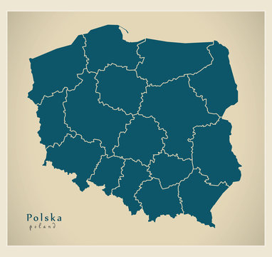 Modern Map - Polska with regions PL